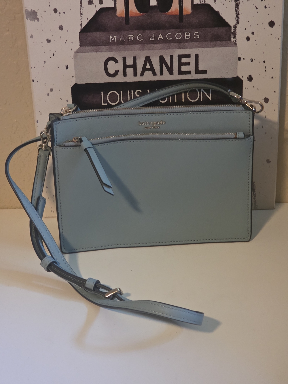 kate spade Cameron light blue leather crossbody bag